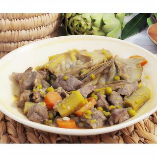 TERNERA CON GUISANTES Y ALCACHOFAS