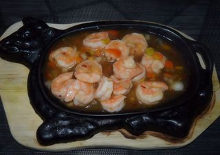 44. Gamberi con Funghi Freschi alla Piastra