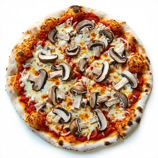 Pizza rossa funghi - al piatto