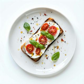 Bruschette burrata, pomodorini e basilico