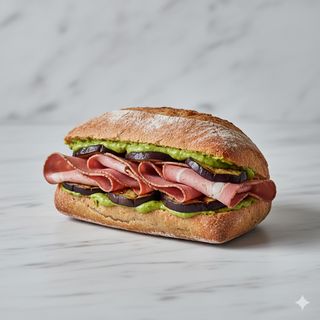 Mortadella di cinghiale, crema di pistacchi e melanzane