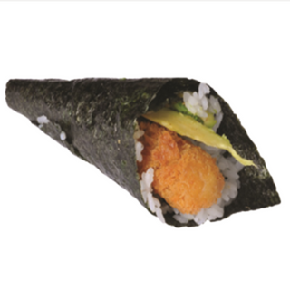 Temaki de aguacate con gambas tempura 