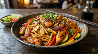 Noodles sweet and chilli chicken