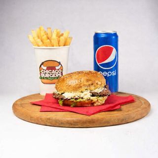 Chicago Truffle Single + Pomfrit + Pepsi 330ml