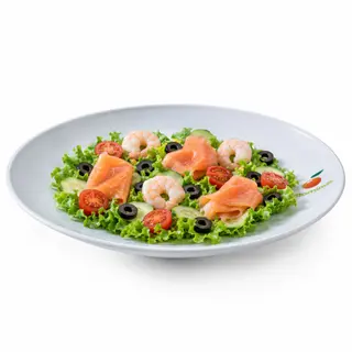 Salmão e camarão