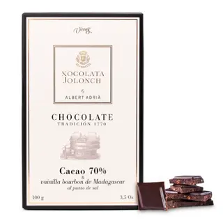 Chocolate con Cacao 70% y Vainilla con Bourbon Madagascar Jolonch 100g
