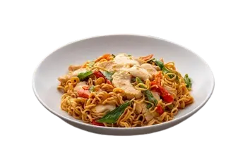 tallarines frito con pollo