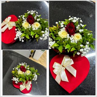 3 rose in scatola di Cuore.