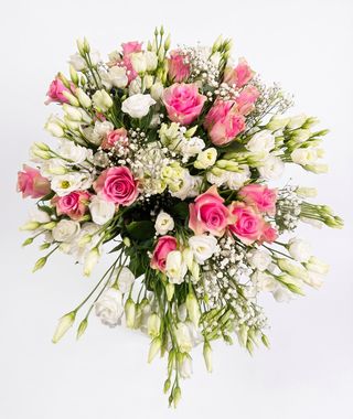 Grande Bouquet di Lisianthus con Rose Rosa