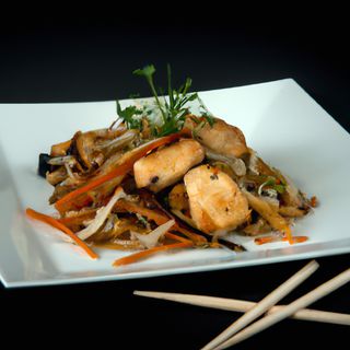 Pollo con fughi e bambu