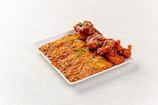 Эноки с креветками яннём