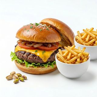 Menú Hamburguesa Con Patatas Y Más Patatas