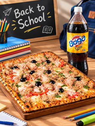 Demi  plateau pizza thon +boisson