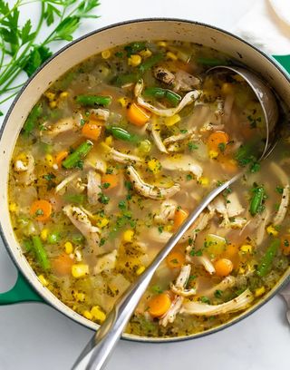 Clear chicken and veg soup