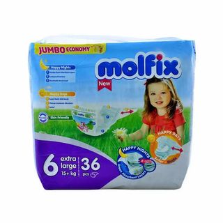 Couches bébé jumbo economy taille 6(15+kg) extra large x34 unités - MOLFIX