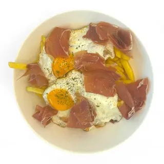 Plato 11. Huevos Rotos Con Jamón Serrano