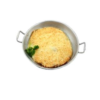 Parmentier de patata con huevos rotos y pulpo