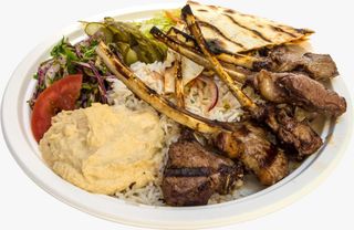 COTLETE DE BERBECUT CASTALETTA CU OREZ ARABESC SI HUMMUS 350/150/50GR