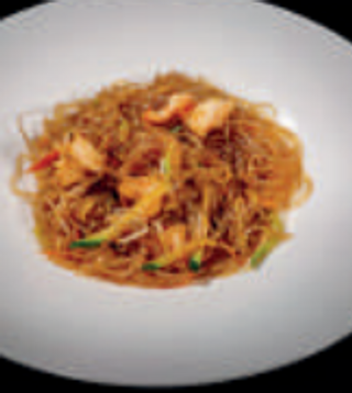 144 Spaghetti di soia con gamberi e verdure