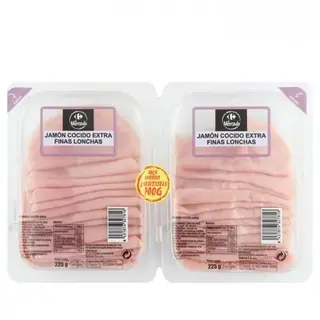 Jamon Cocido L.Fina Carrefour 2x225 Gr.