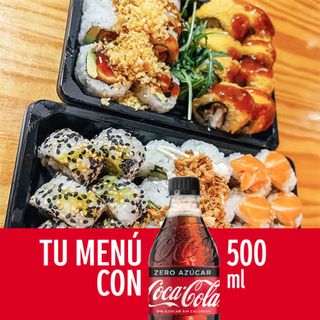 Combo 1 de sushi + Coca-Cola Sabor Original botella 330ml.