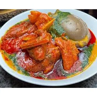 Amala, Abula, Goat Meat & Assorted