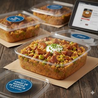 Arroz de manitas de cerdo y setas (2 raciones)