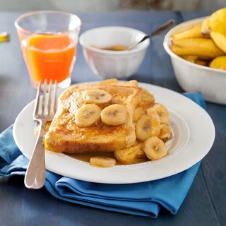 jus d'orange et banane + crêpe nutella banane