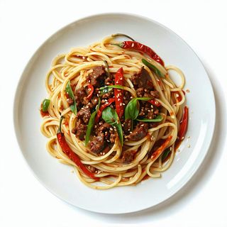 38. Spaghetti di soia con manzo piccante