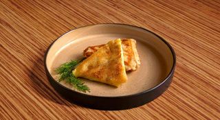 Pancake with cheese and herbs