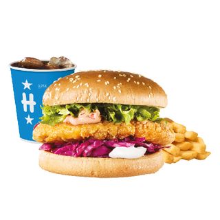 Ретро бургер с хрупкаво пиле меню