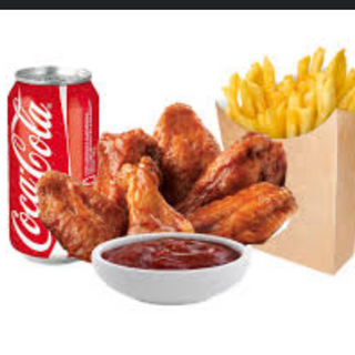 Menu alitas+patatas+bebida 