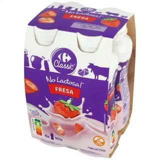 Yogur Liquido Sin Lactosa Fresa Carrefour 4X160 Gr.