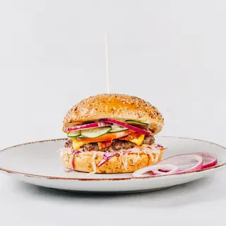 Garlic burger + pomfrit