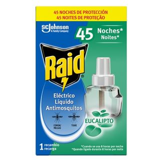 Insecticida Eléctrico Líquido Eucalipto Raid, Recambio 1 Ud.