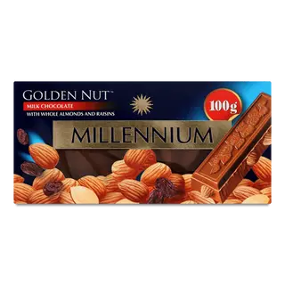 Шоколад молочний Millennium Golden Nut мигдаль-родзинки (100г)