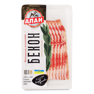 Бекон Алан с/к в/ґ, нарізка (100г)