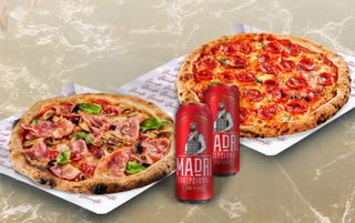 КОМБО ПИЦА ПЕПЕРОНИ+ПИЦА КАПРИЧОЗА+2 БР. БИРА MADRI