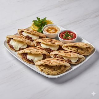 Mix arayes de carne con queso y baba ganug