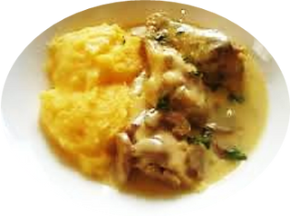 Ciulama de pui si ciuperci, cu mamaliguta