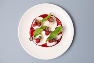 Сирники з лимонною сметаною та ягідним кулі, 300