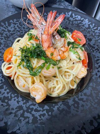 Spaghetti aglio Olio cu creveţi