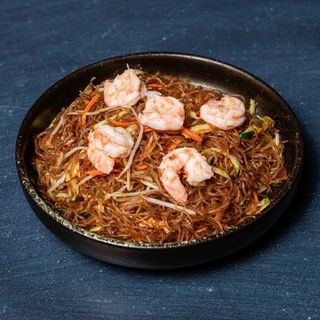Spaghetti di soia con gamberi