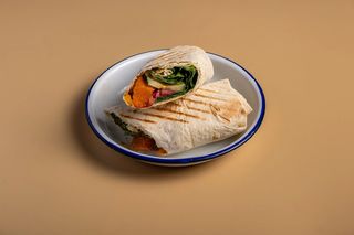 Тыква с соусом ламинария в лаваше.