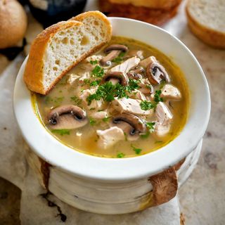 Chicken Mushroom Served With Rice