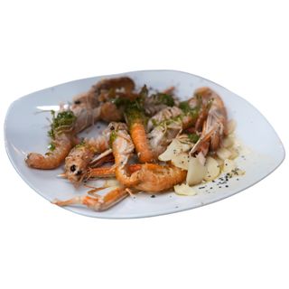 Cigalitas salteadas con cebolla y coñac 6uni