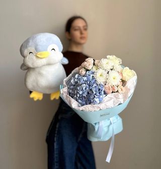 Пингвин + евро голубое