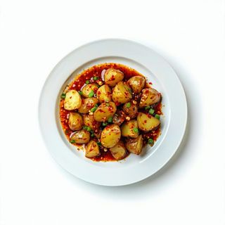 E004 Patate saltate con salsa agro piccante