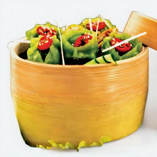 Dim sum Crevettes Épinards grillé