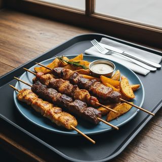 Chicken, goat, pork & beef skewers
